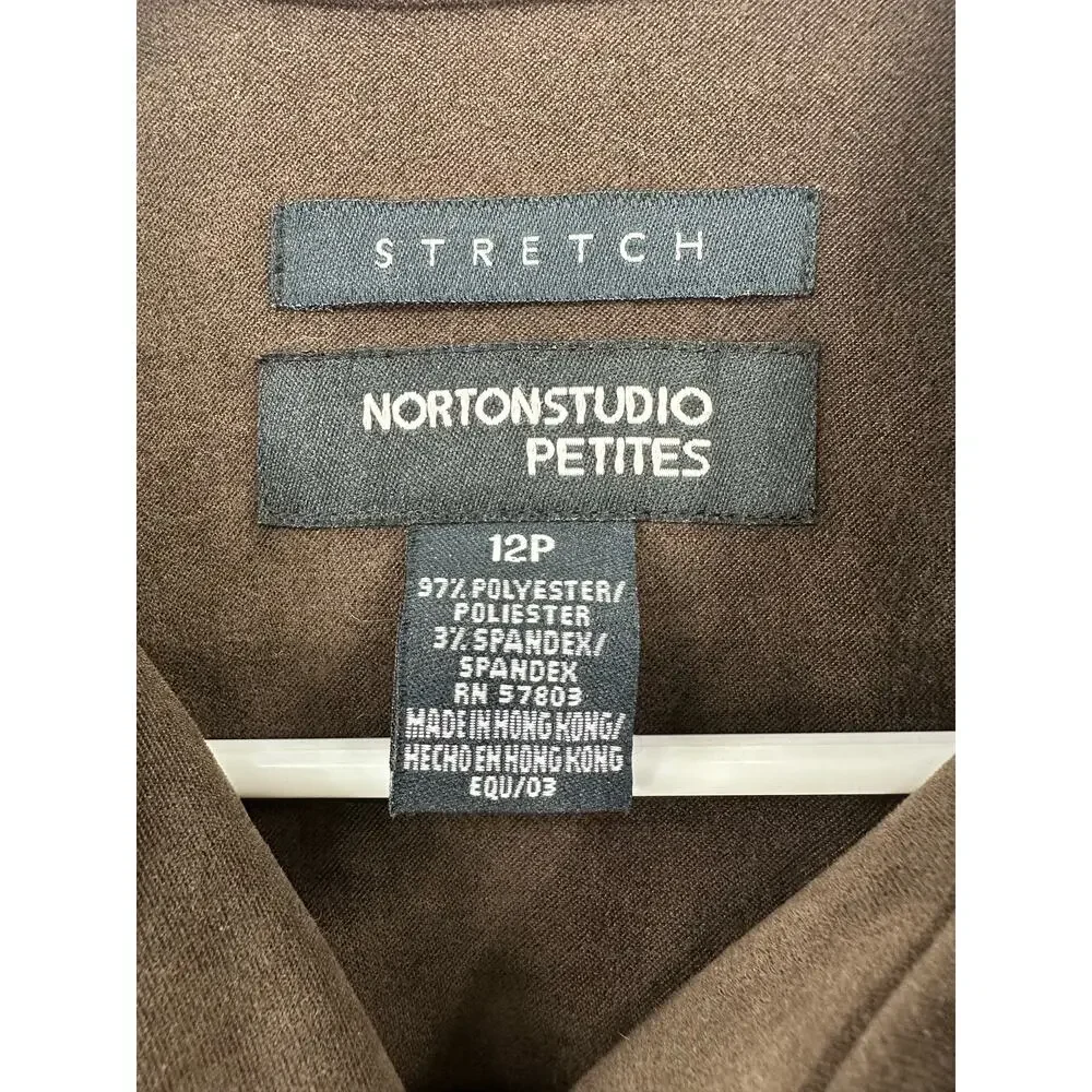 Norton Studio Petite Size 12P Faux Suede Jacket, Brown, Preowned - Picture 3 of 9